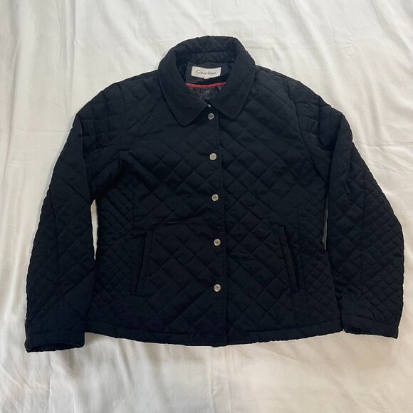 Calvin Klein Solid Black Quilted Lightweight Jacket | Size Large - Picture 1 of 8